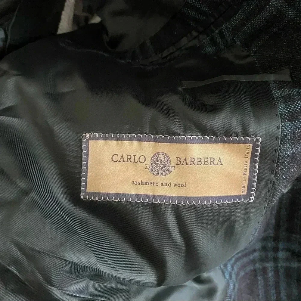 TRUSSINI Wool Chashmere‎ Plaid Blazer Carlo Barbera Sz 50